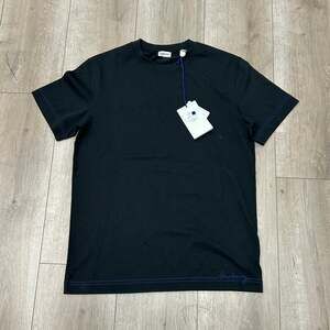Burberry Logo Embroidered Cotton Tee Black T Shirt Size Small S SF